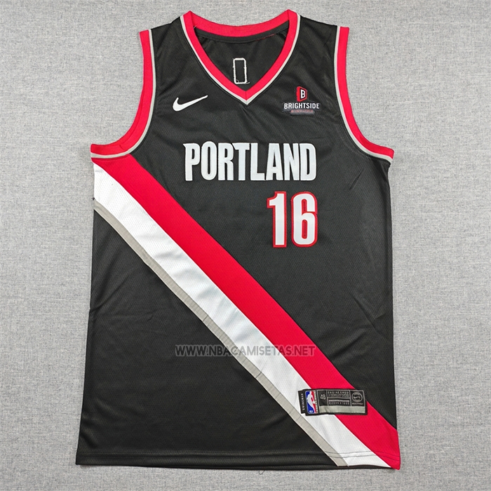 Camiseta Portland Trail Blazers Hansen Yang NO 16 Icon 2025-26 Negro